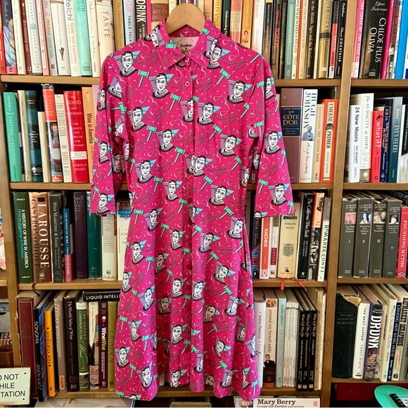 Svaha Dresses & Skirts - Svaha Pink Magenta Ruth Bader Ginsburg RBG Sally Button Shirt Dress POCKETS M